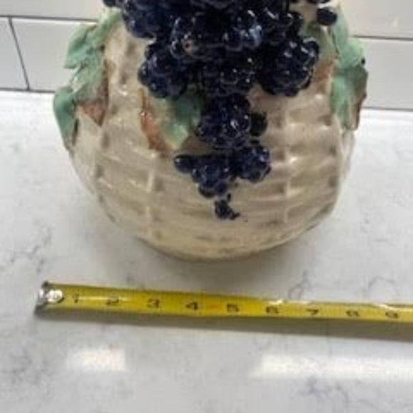 Vintage 3 Dimensional Hand Painted Grape Vase, 15.50"h - Picture 4 of 10